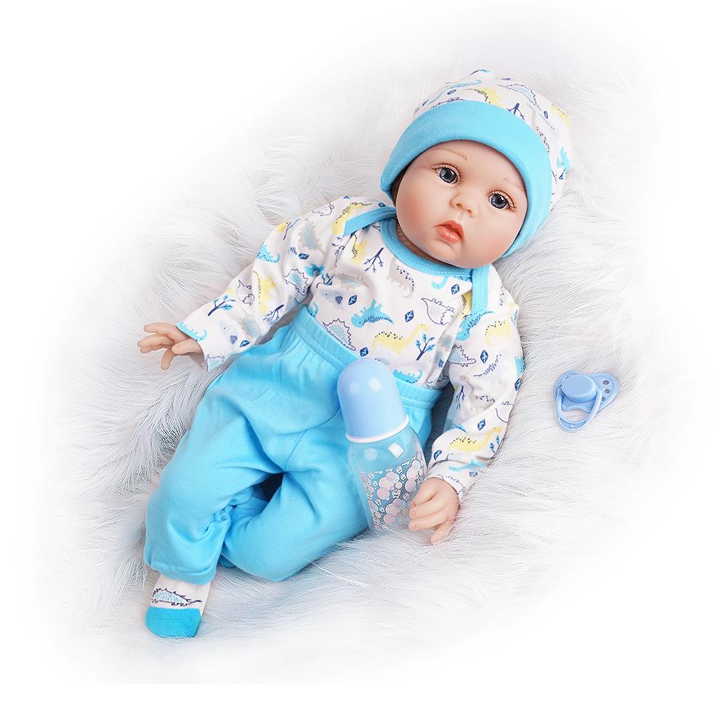 Reborn Baby Doll Outfits Boy Accessories for 20 - 22  Light Blue Dinosaur Patterns - Yesteria